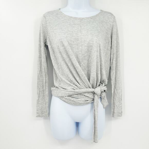 NWT J.Crew Womens Tie Front Crewneck Long Sleeve Tee Top Size S Heathered Gray - Picture 2 of 8